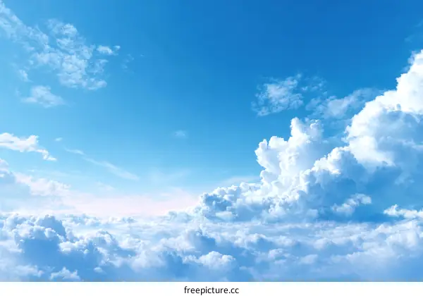 Beautiful Sky with Fluffy Clouds