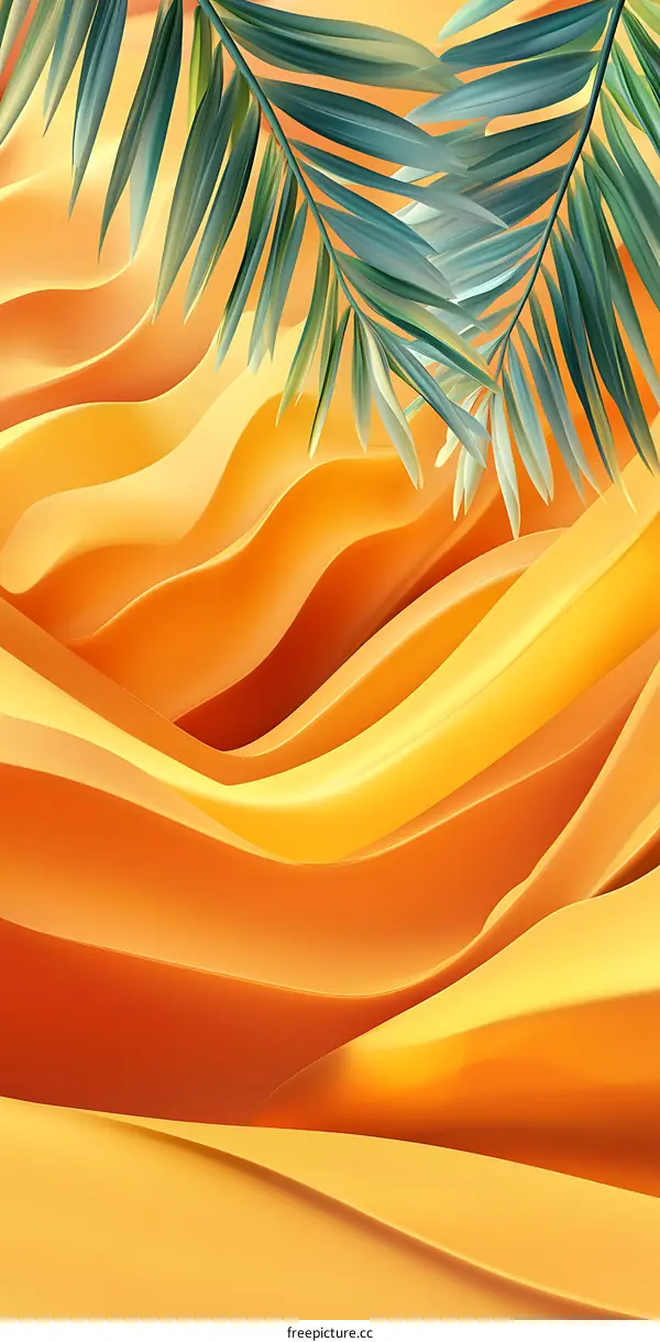 Abstract Yellow and Green Palm Leaf Background