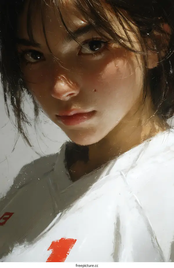 Close-up Portrait of a Young Woman Asian  Art Style