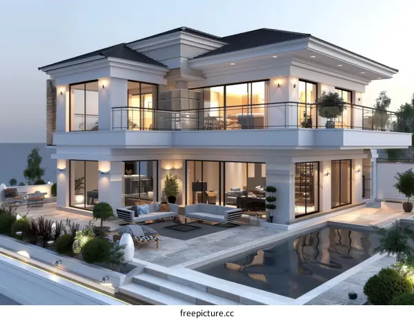 Modern Luxury Mansion with Pool and Terrace