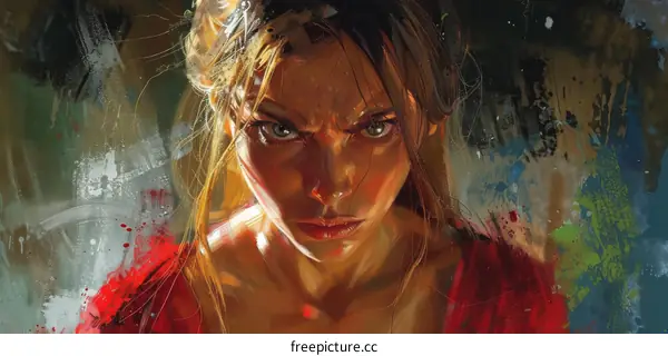 Digital Art Portrait of Angry Woman