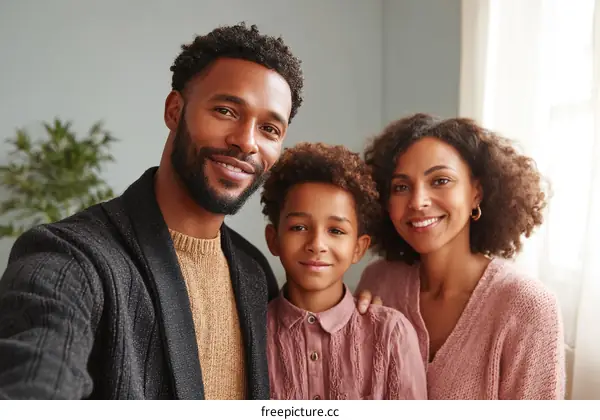 Happy Family Portrait with Three People