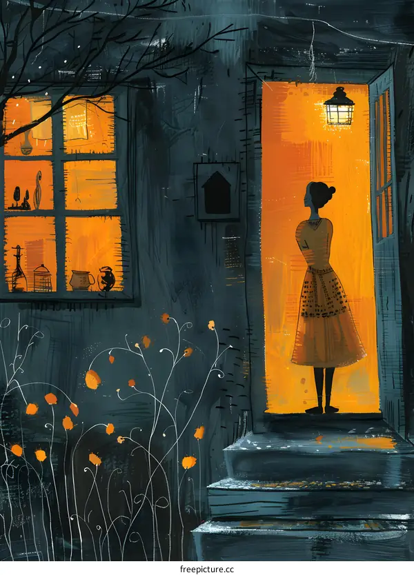 woman standing in front of a door