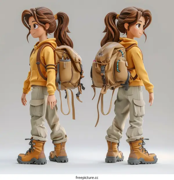 Young girl with a backpack ready for her adventure