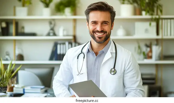 Friendly Doctor in a Modern Clinic Setting