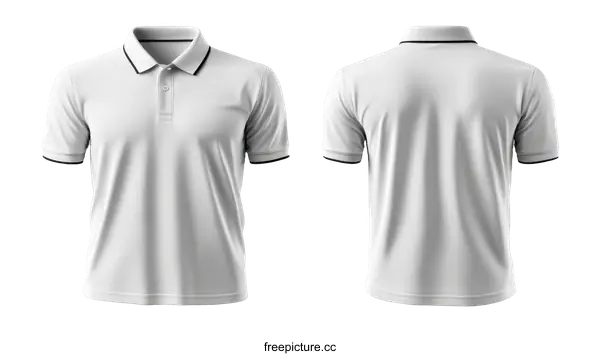[Transparent Background PNG]White Polo Shirt Mockup Front and Back View