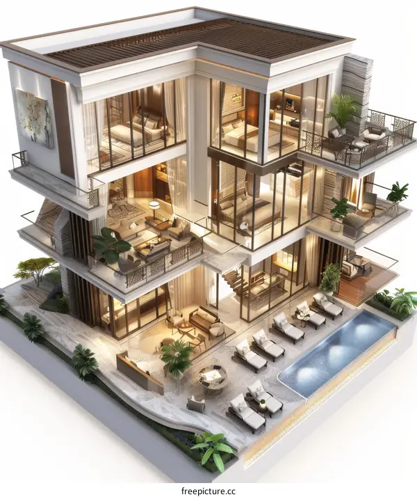 3D Visualization Showcases a Modern Luxury Villa