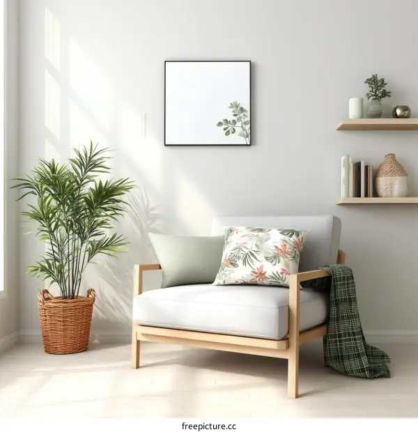 Modern Minimalist Living Room with Stylish Chair