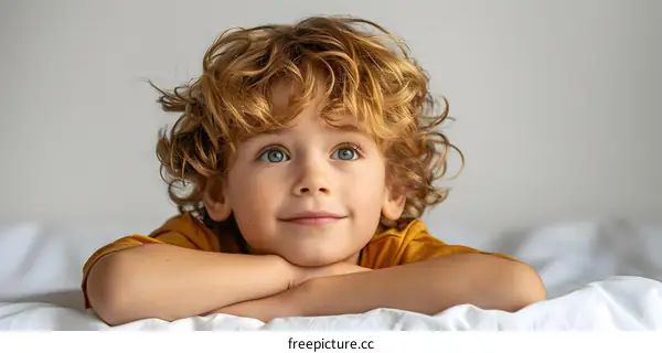 Smiling Child with Curly Hair