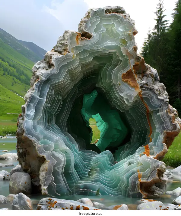 Layered Rock Formation With A Hole In The Middle