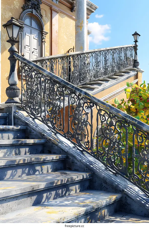 Ornate Staircase Leading to Grand Estate