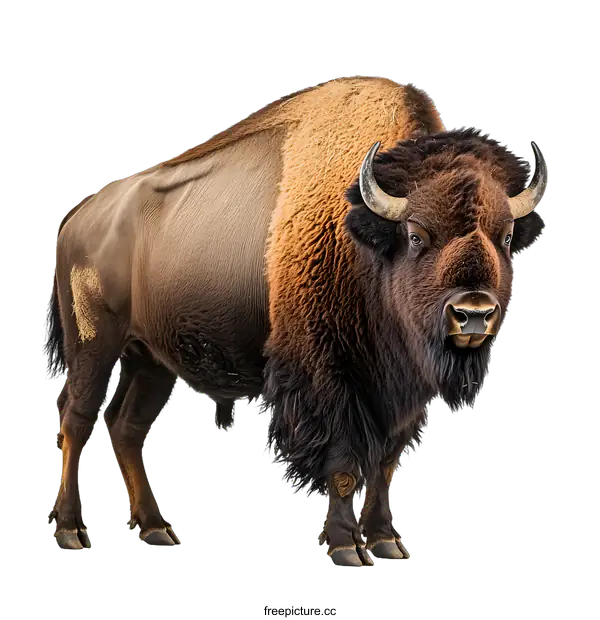 [Transparent Background PNG]American Bison Standing On White Background