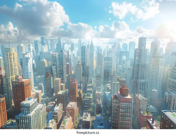 Aerial View of a Modern Metropolis Cityscape