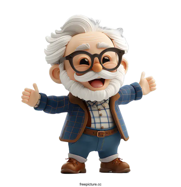 [Transparent Background PNG]Cheerful grandpa with thumbs up