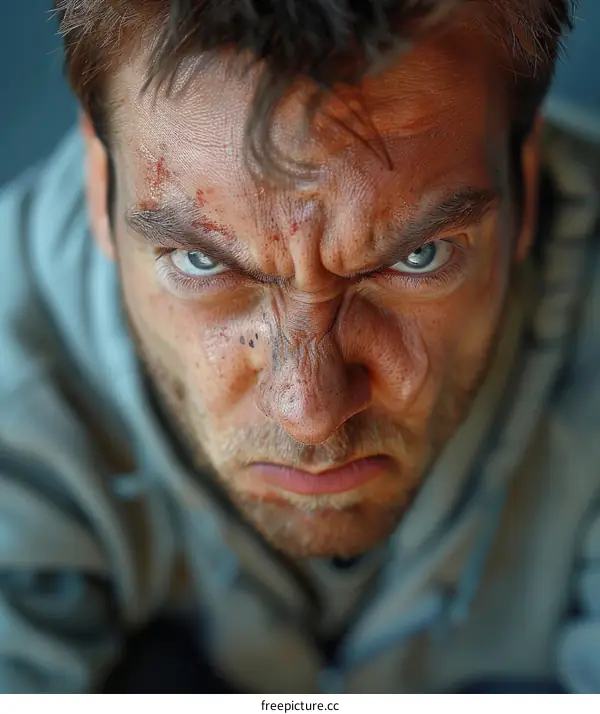 Angry Man Close Up Face Photo