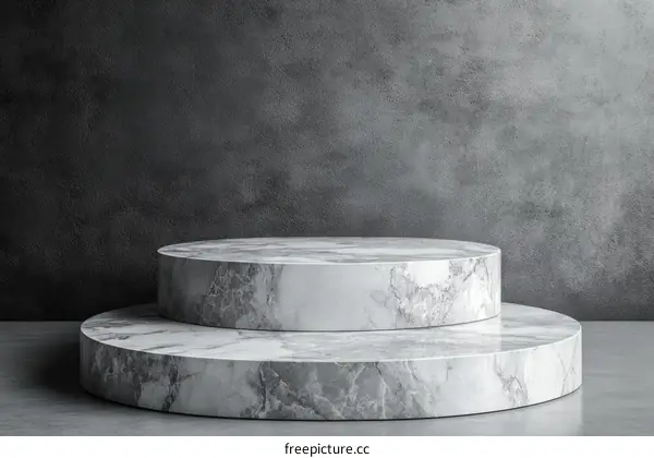 Marble Display Podium Against Dark Concrete Wall
