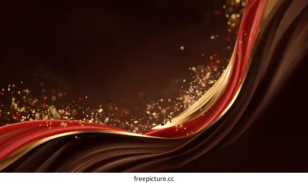 Chocolate Liquid Texture with Gold and Red Design