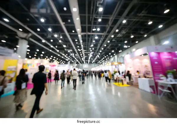 Busy Exhibition Hall with Diverse People