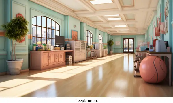 An illustration of a colorful and bright classroom