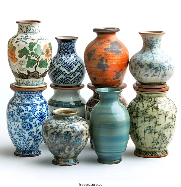 Collection of Vintage Chinese Vases with Floral Designs