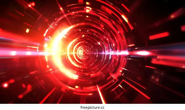 Abstract Red Tunnel Illustration