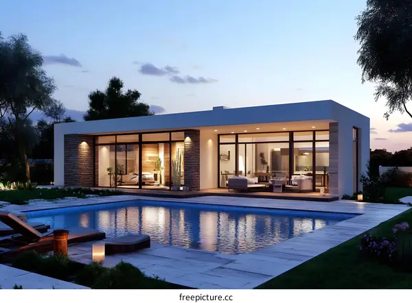 Modern House with Pool and Patio