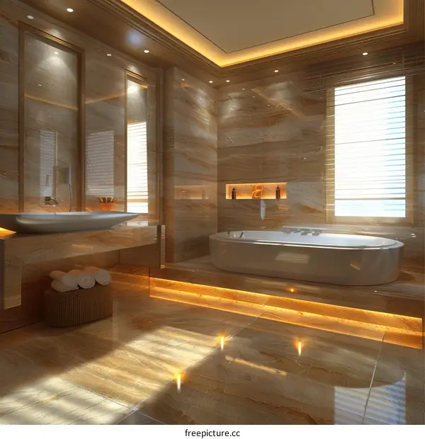 Luxurious Bathroom Interior Design with Bathtub and Sink