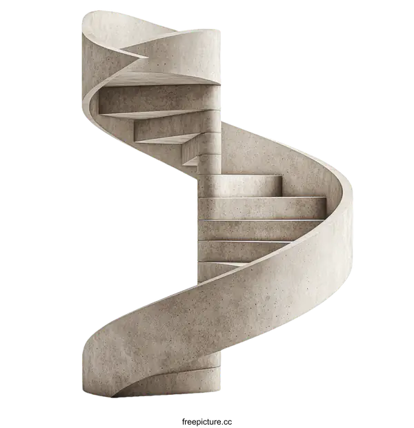 [Transparent Background PNG]Spiral Concrete Staircase Design