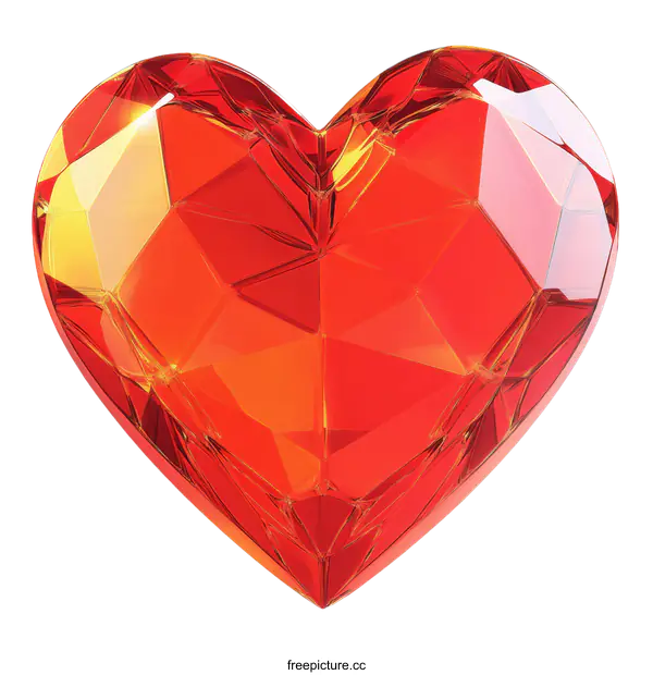 [Transparent Background PNG]Red Heart Shaped Crystal Gemstone