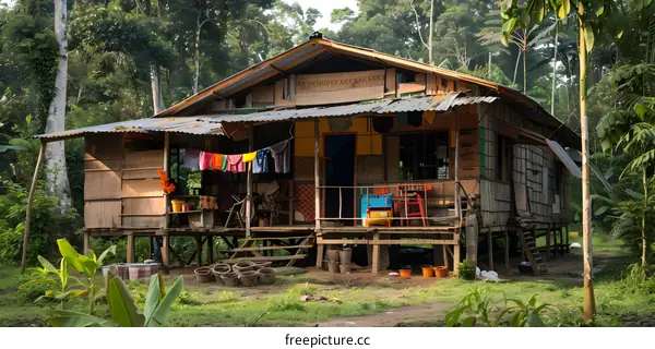 Wooden House in the Jungle