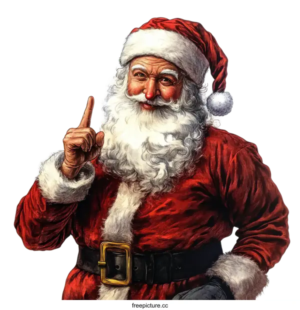 [Transparent Background PNG]Santa Claus Illustration with Festive Style
