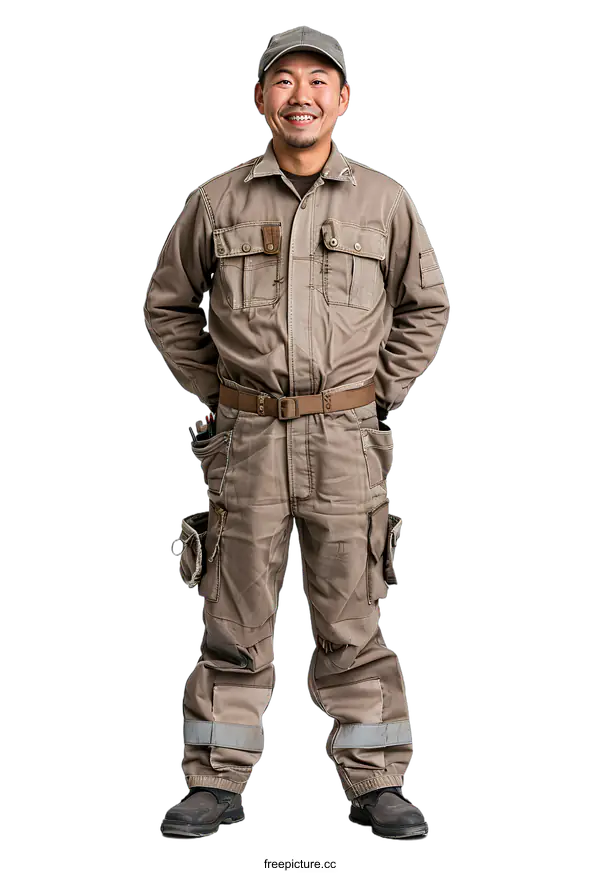 [Transparent Background PNG]Portrait of a confident Japanese construction worker