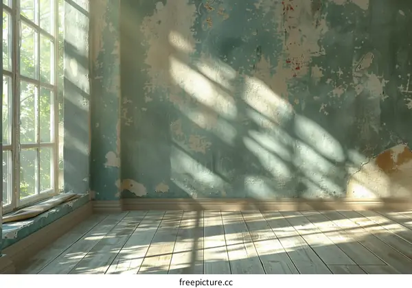 Empty Room with Sunlight Streaming Through a Window