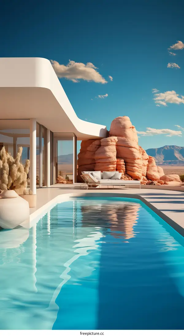 Modernist Desert Home with Pool and Mountain Views