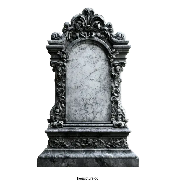 [Transparent Background PNG]Ornate Marble Gravestone Architectural Design