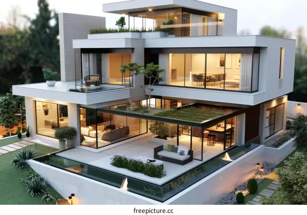 Modern Luxury House Exterior Design Illustration