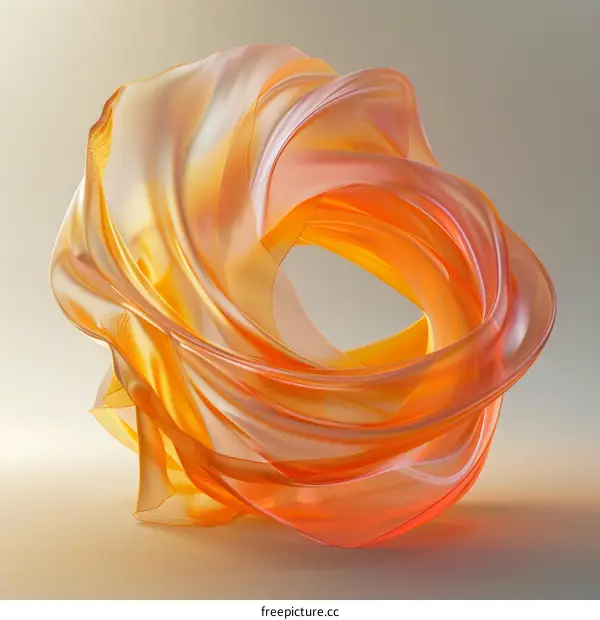 3D rendering of a twisted orange translucent torus