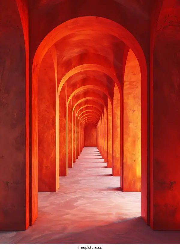 Futuristic Red Sandstone Corridor