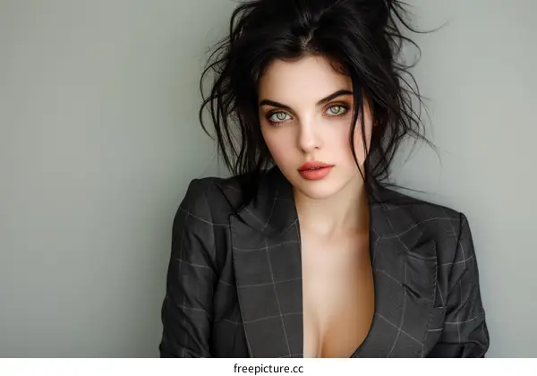 portrait of a beautiful young woman in a suit