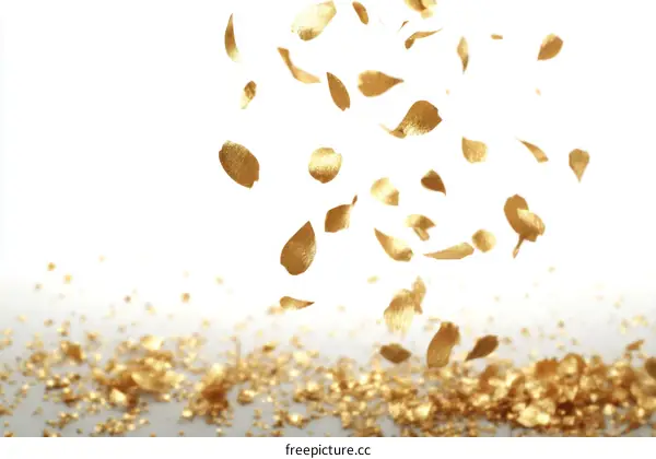 Golden Petals Falling on a White Background