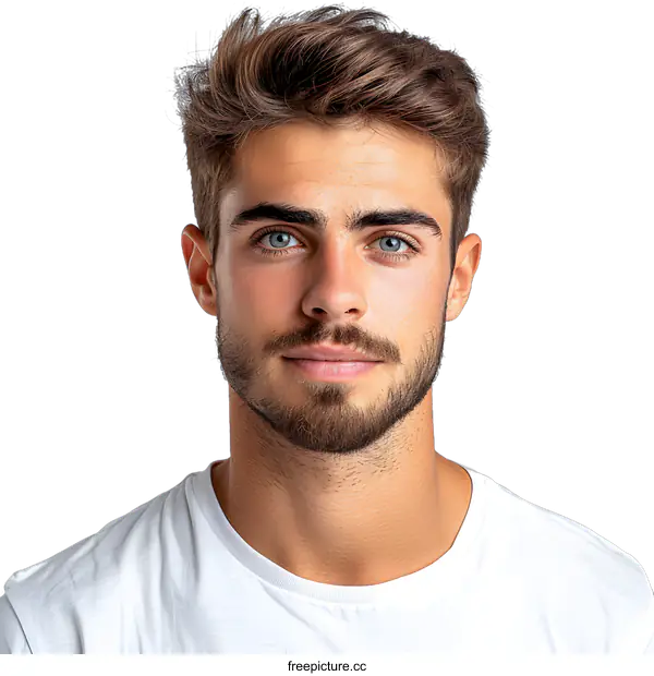 [Transparent Background PNG]Portrait of a Young Man with Blue Eyes