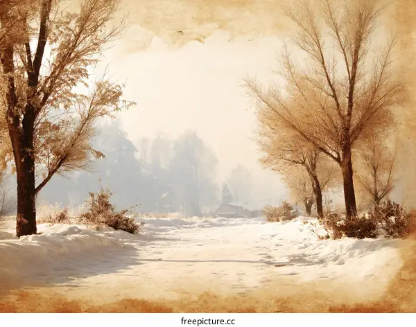 Winter Landscape with Vintage Style