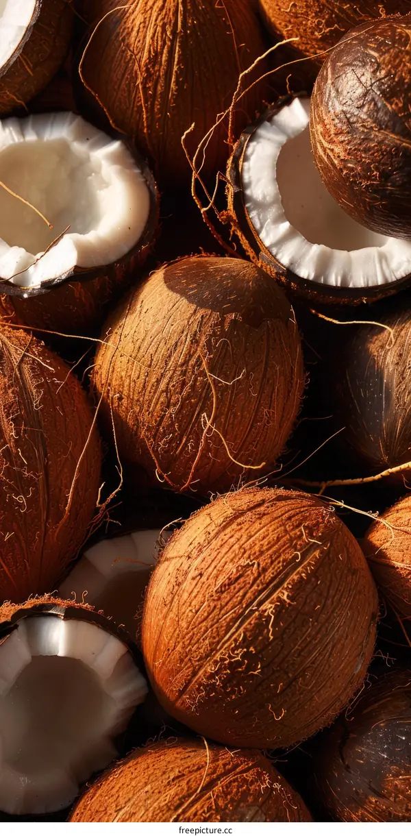 Fresh Coconuts: Split Open and Ready to Enjoy