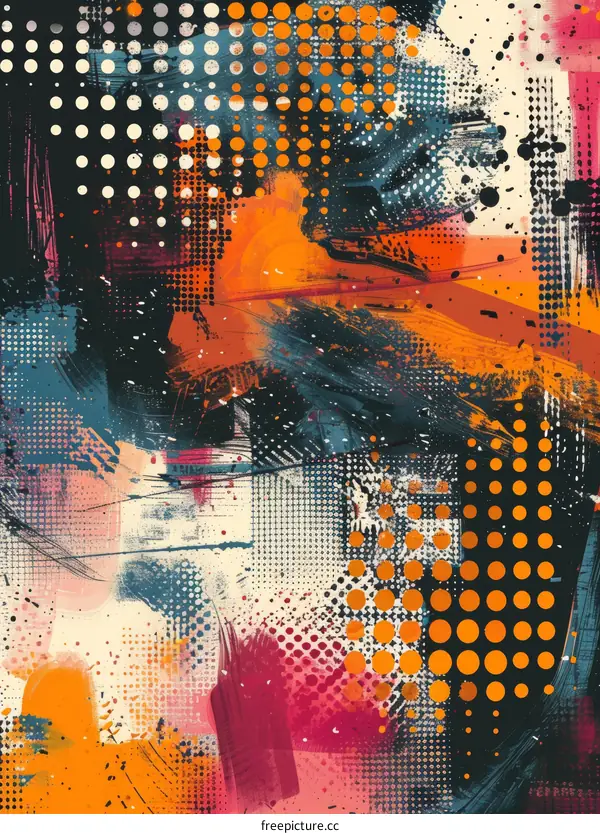 Abstract Colorful Brushstrokes and Dots