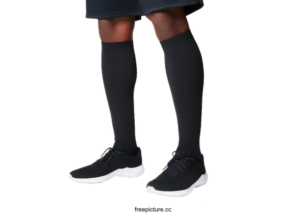[Transparent Background PNG]Black Compression Athletic Socks for Sports