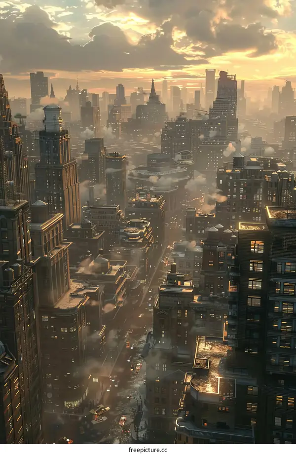 Sunset Over a Cyberpunk City