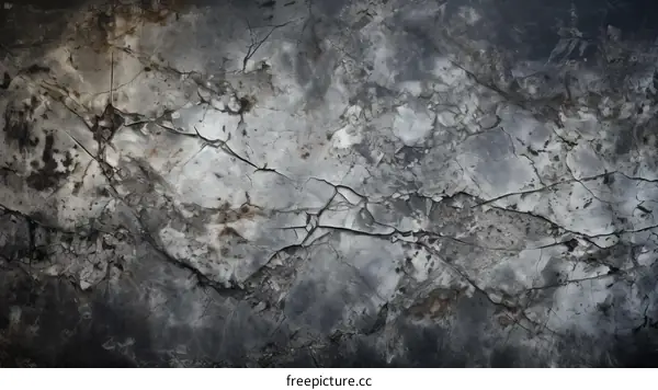 Black and white cracked concrete wall texture background