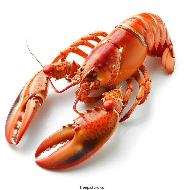 Whole Cooked Lobster on White Background