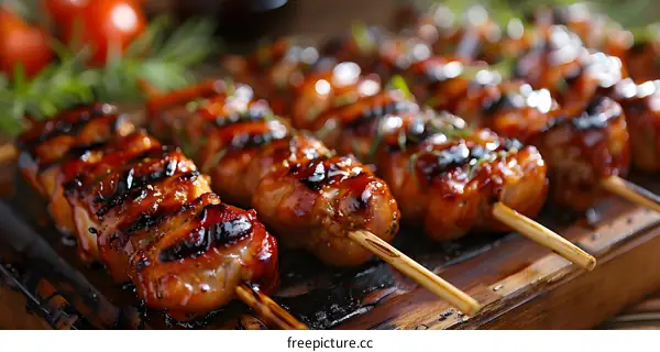 Grilled Chicken Skewers with Glaze and Rosemary