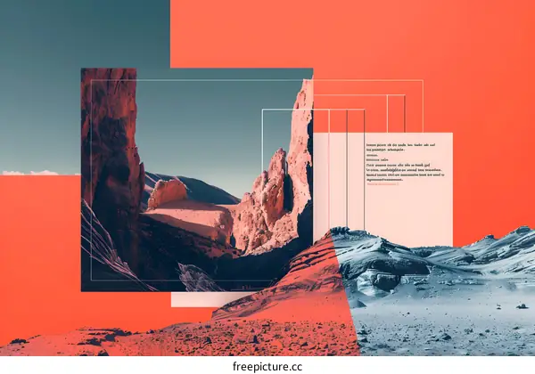 Abstract Collage Art With Mountain Landscape